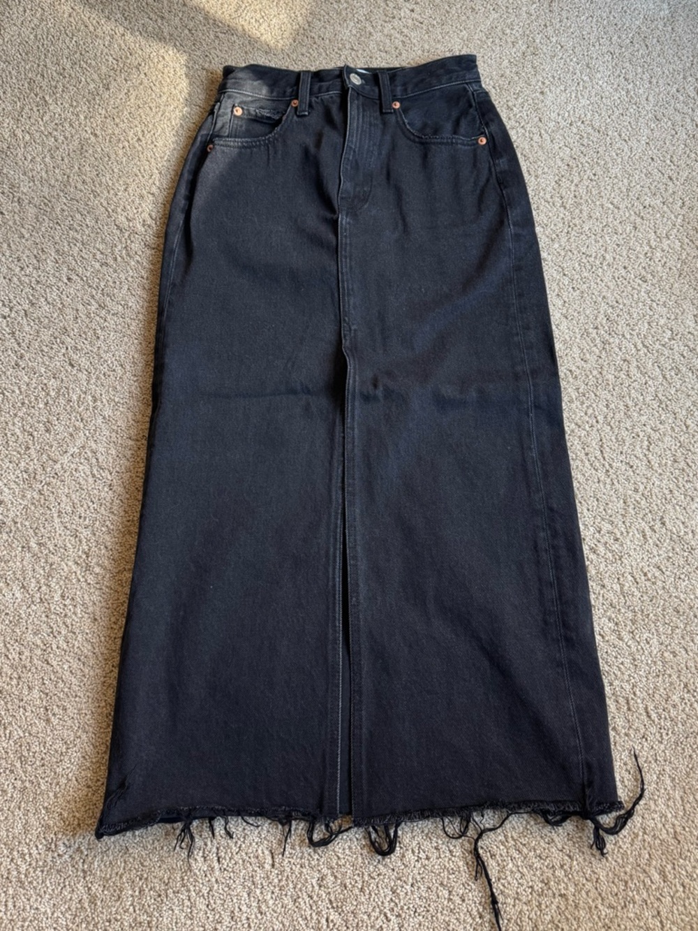 Long Pistola Black Denim Skirt